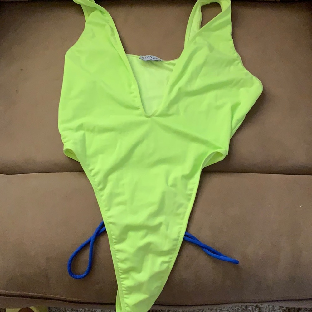 Neon one piece bathing suit